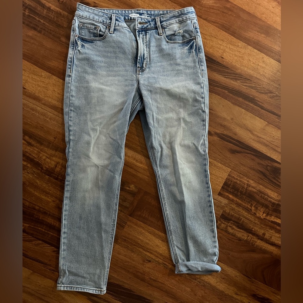 High rise light wash slim straight old navy jeans